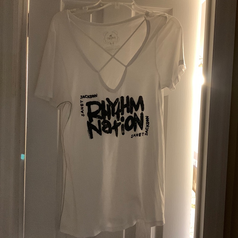 Criss-cross v-neck Janet Jackson Rhythm Nation t-shirt